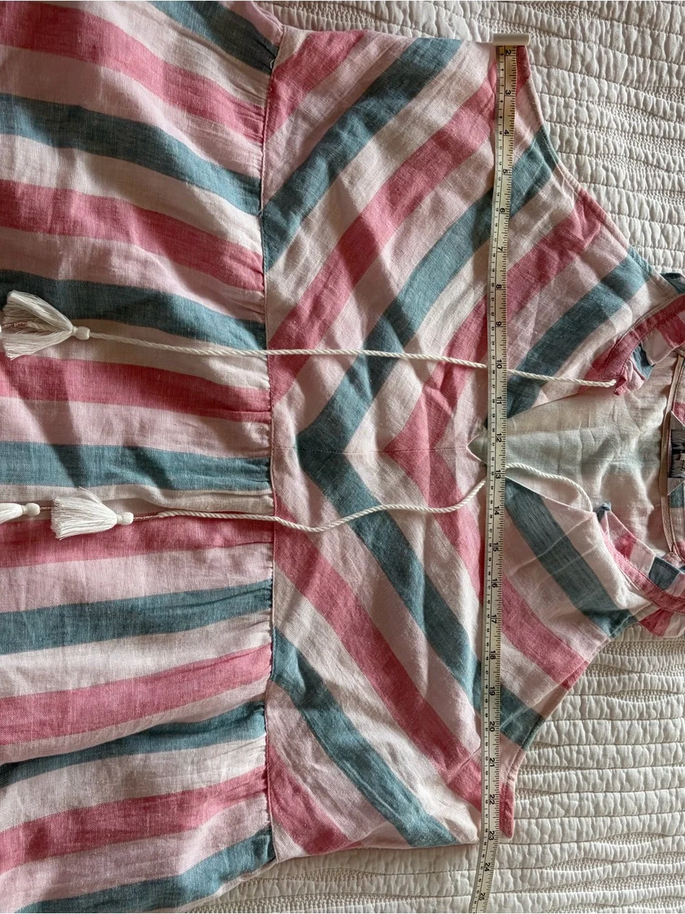 Tommy Bahama Pink, Blue & White Striped Sleeveless Tiered Sundress